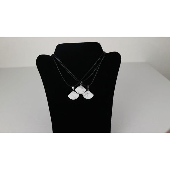 Tumbled Howlite Pendant on Black Cord Adjustable Necklace 9" - Picture 5 of 8